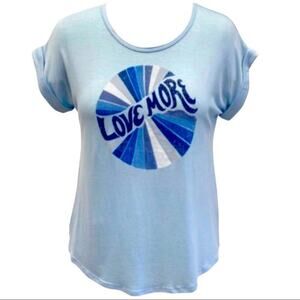 Style & Co XL LOVE MORE retro graphic tee Blue Short Sleeve NWT